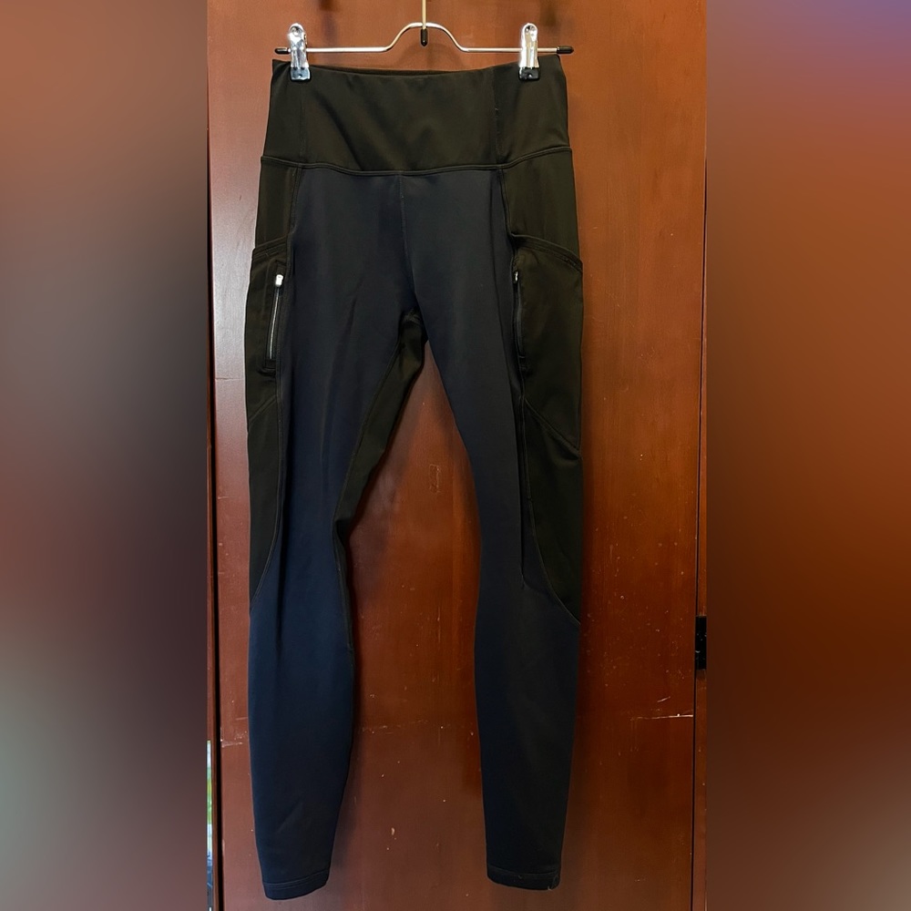 Athleta Two tone Zip Pockets Yoga Pants Leggings Workout